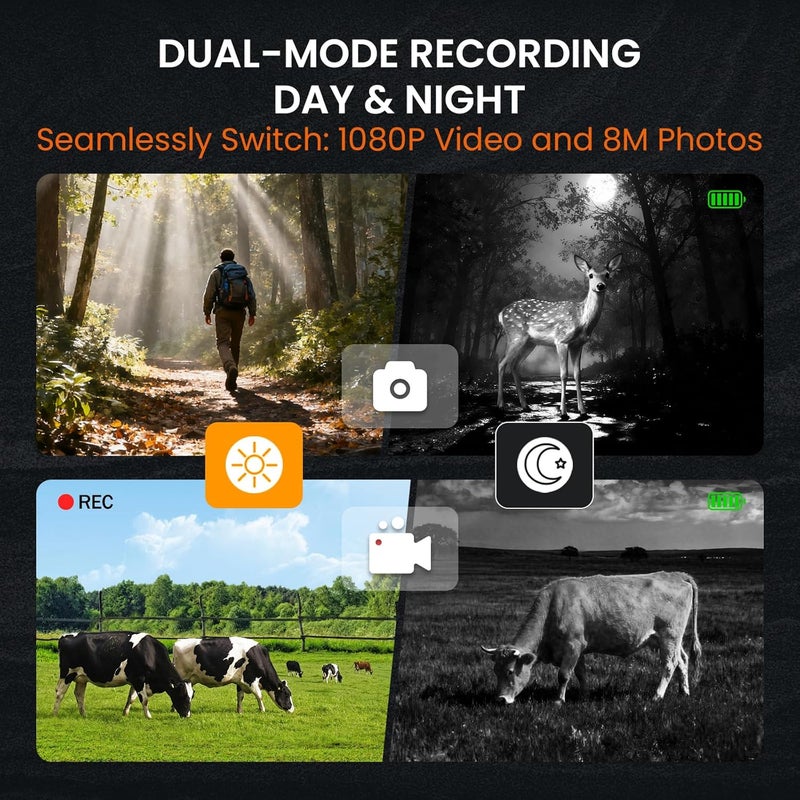 BIBIRE Night Vision Goggles, Head Mounted Night Vision Monocular 8X Digital Infrared NVG with 32GB SD Card for Surveillance Camping Observation - Image 3